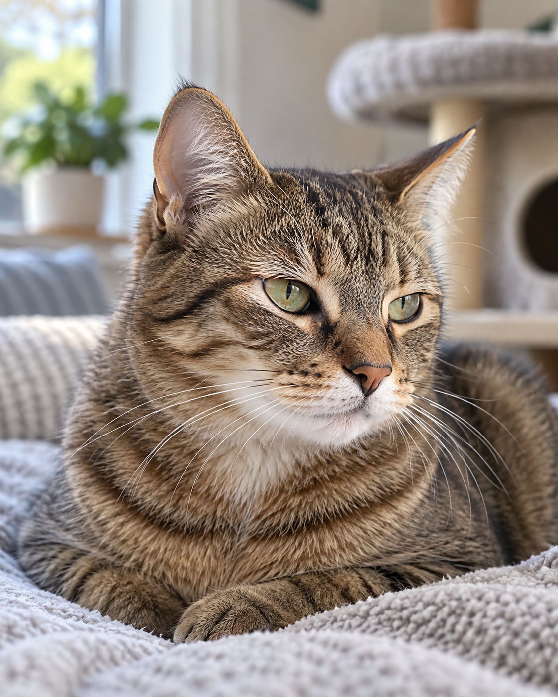 Domestic cat showing subtle facial signs used for feline pain assessment at home