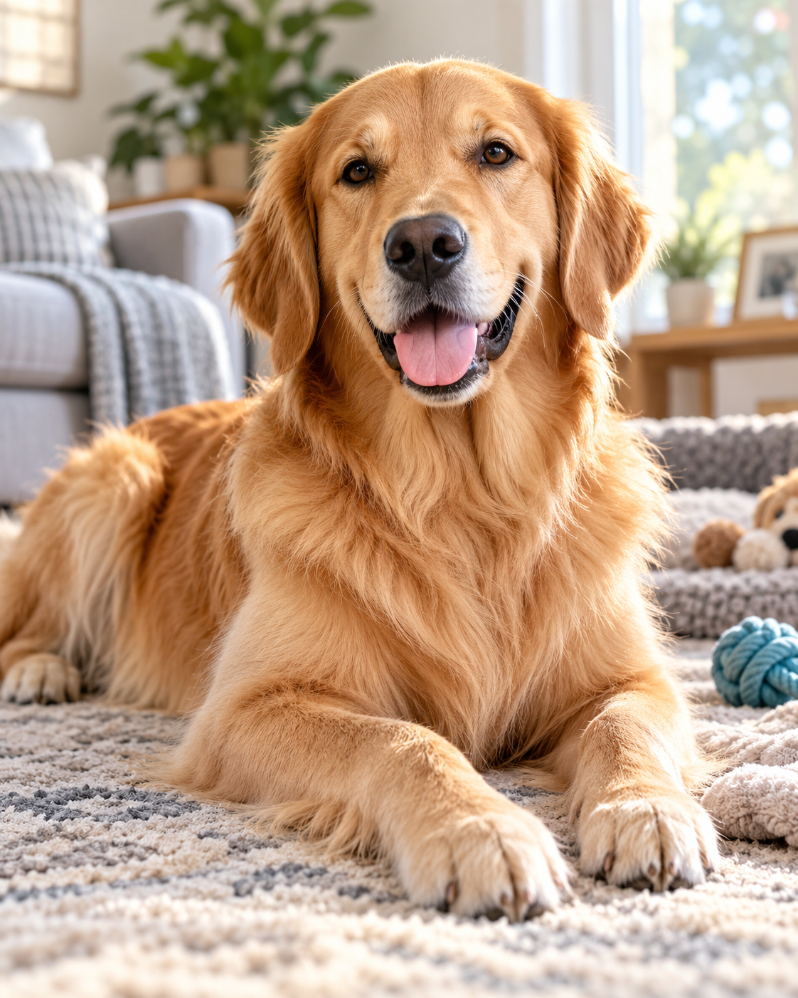 Dog resting comfortably while collagen supports joints skin and coat health